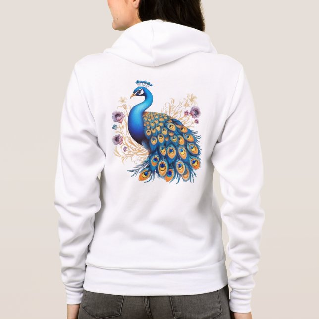 Camiseta Pavão Com Flores Roxas (Verso)