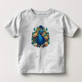 Camiseta Pavão Com Rosas Pêssego