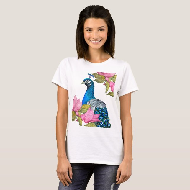 Camiseta Pavão de Aquarela (Frente Completa)