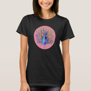 Camiseta Pavão Espalhando Penas Aves Animal Gráfico
