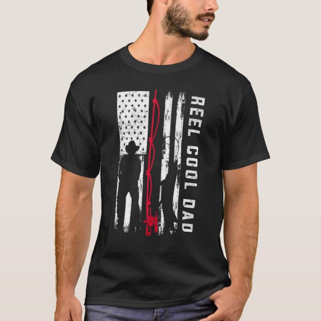 Camiseta Pavilhão americano da pesca do Pai Legal da rola (Frente)