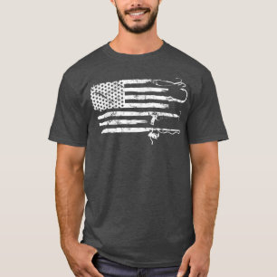 Camiseta Pavilhão Americano Pesca Patriótica Quarto De Julh