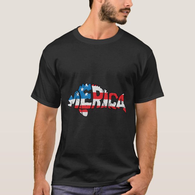 Camiseta Pavilhão Americano Pescando Pescadores Funny Fishi (Frente)