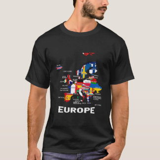 Camiseta Pavilhão Da Europa Mapa Europeu De Bandeiras Da Eu