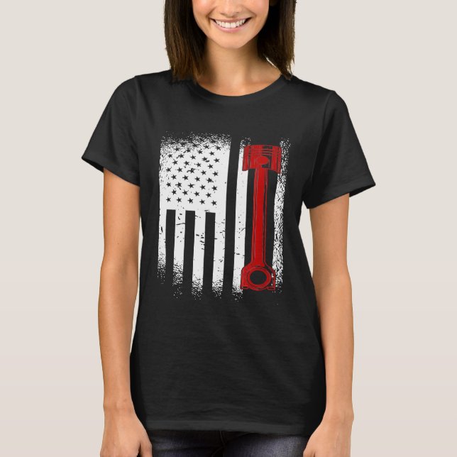 Camiseta Pavilhão De Bandeira Mecânico Dos Eua Para Qualque (Frente)