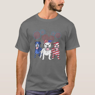 Camiseta Pavilhão de Cachorro de Pitbull Americano 4 De Jul