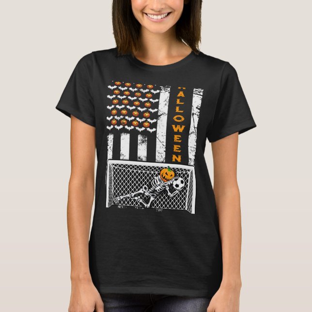 Camiseta Pavilhão dos EUA: Esqueleto de Futebol - Meta do D (Frente)