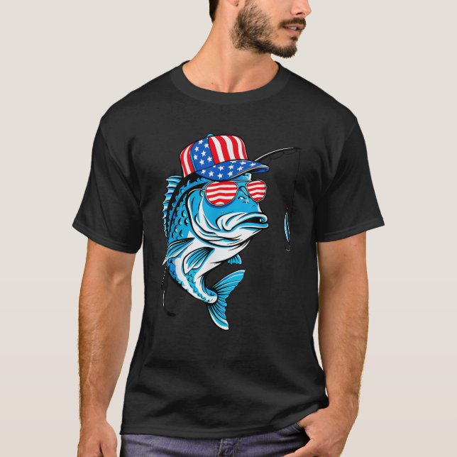 Camiseta Pavilhão dos EUA Pescador americano Pescador Pesca (Frente)