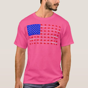 Camiseta Pavilhão Dos Eua Que Pesca E Pescado De Ardo