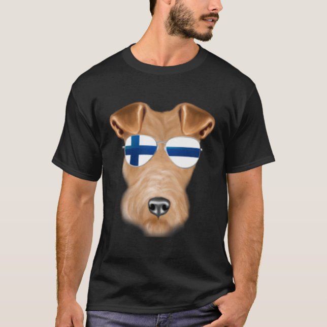 Camiseta Pavilhão Finlandês Fox Terrier Dog Finlândia Pocke (Frente)