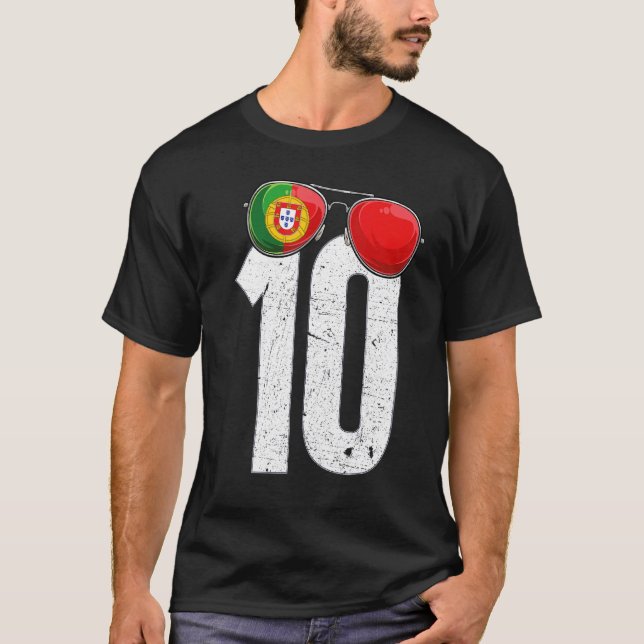 Camiseta Pavilhão Português Número 10 do Jogador de Futebol (Frente)