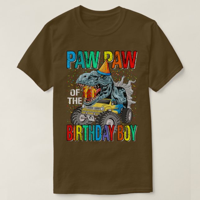 Camiseta Paw Paw Do Dinossauro Do Monstro Do Aniversário (Frente do Design)