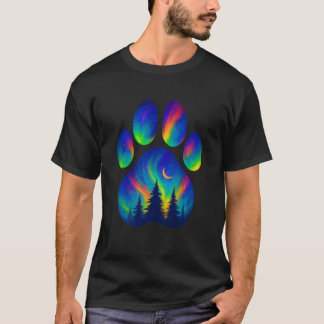 Camiseta Paw Pinheiro Árvore Luzes do Norte Aurora Meninos 