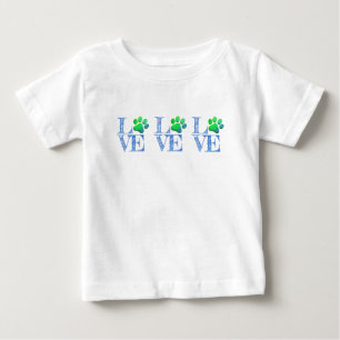 Camiseta Paw Print AMAVA Família Verde Azul Brincadeira