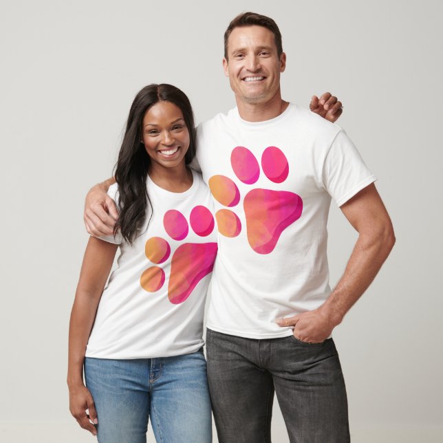 Camiseta Paw Print Team Nome Rosa Laranja (Unissex)