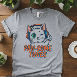 Camiseta Paw-Some Tunes T-Shirt: Funny Cat