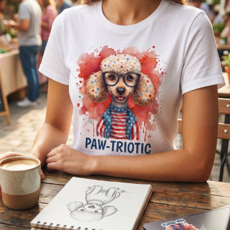 Camiseta Paw-triotic Poodle Patriotic 4th of July Dog