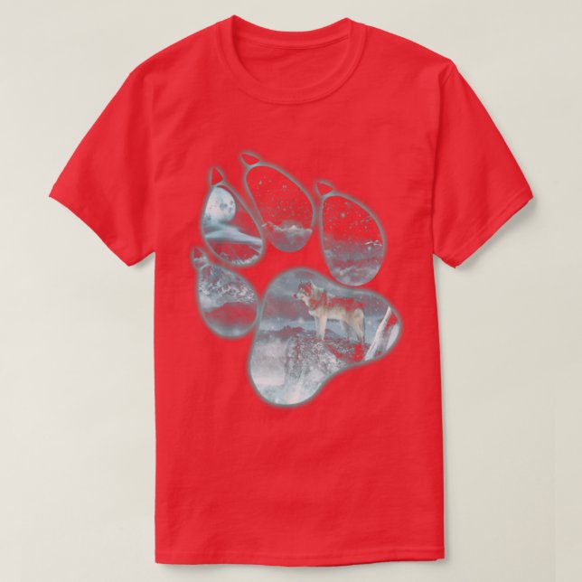 Camiseta Paw Wolf Howl Snow Mountain (Frente do Design)