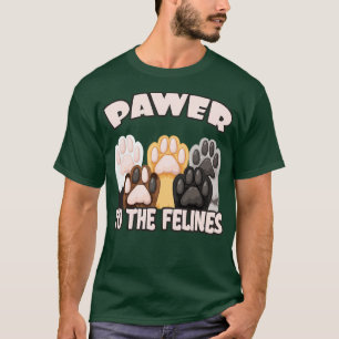 Camiseta Pawer para os Felines Engraçados Cotes Cats Paws