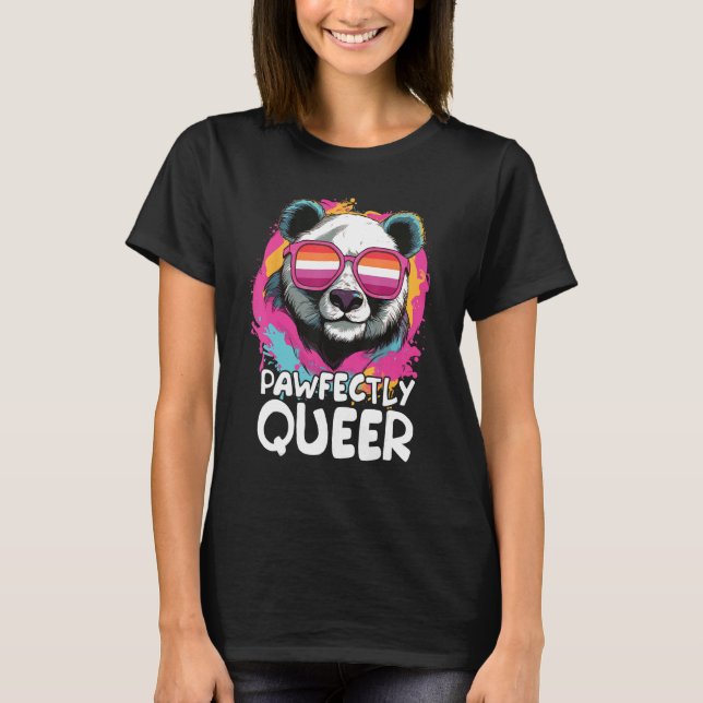 Camiseta Pawfecer Panda Com Óculos Solares Lésbica Fla (Frente)