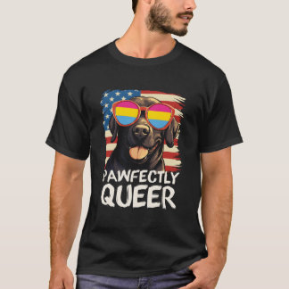 Camiseta Pawfectrly Queer Labrador Panual Flag Sunglasses