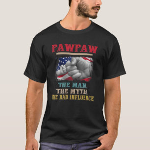 Camiseta Pawpaw O Homem O Mito A Má Influência Bandeira Gor