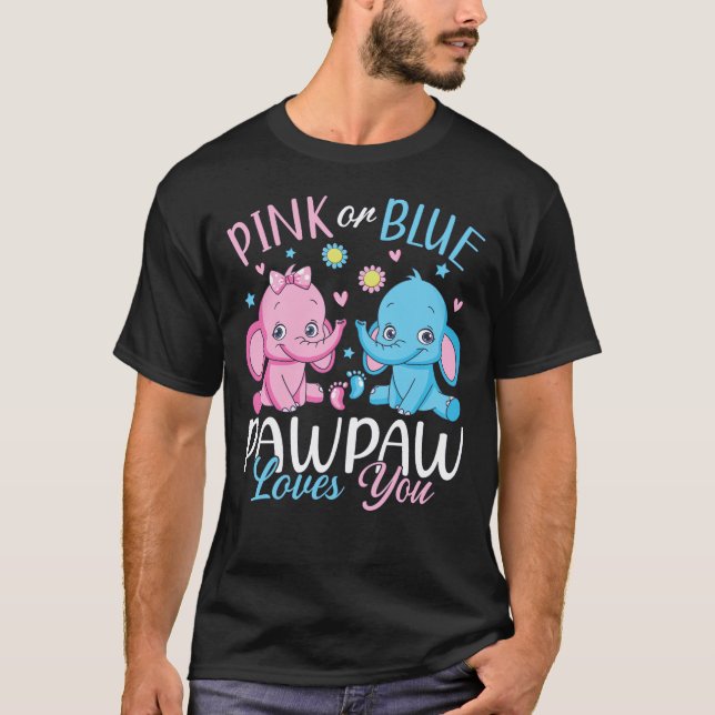 Camiseta Pawpaw Rosa Ou Azul Te Ama Homens Elefantes (Frente)