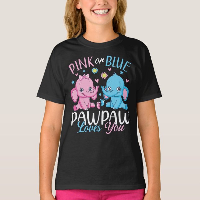 Camiseta Pawpaw Rosa Ou Azul Te Ama Uma Menina Elefante (Frente)