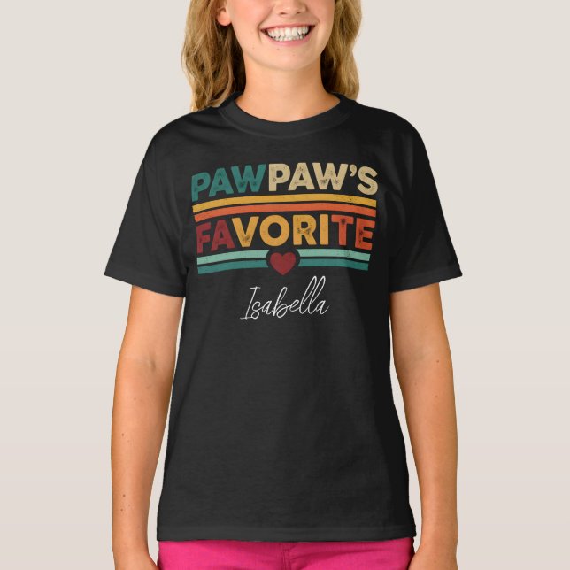 Camiseta Pawpaw's Favorite Retro Simple Modern Script Name (Frente)