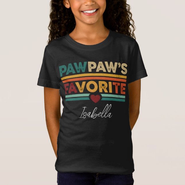 Camiseta Pawpaw's Favorite Retro Simple Modern Script Name (Frente)