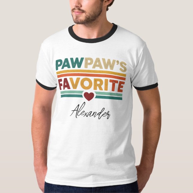 Camiseta Pawpaw's Favorite Retro Simple Modern Script Name (Frente)