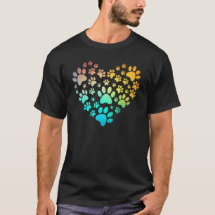 Camiseta Pawprint Tie Dye Rainbow Inspirou Dog Paw print Gi
