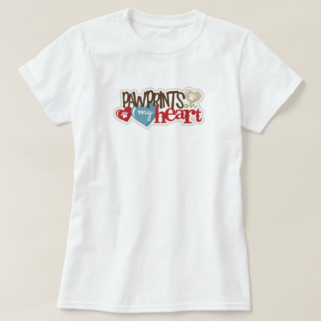 Camiseta Pawprints no meu Coração (Frente do Design)