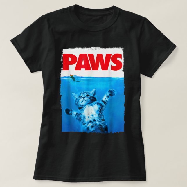 Camiseta Paws Cat and Mouse Top, Cute Funny Cat Lover Parod (Frente do Design)