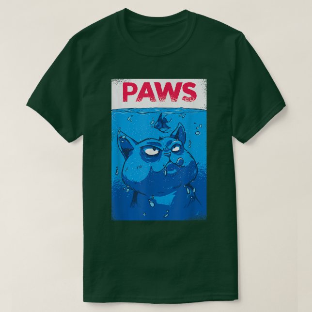 Camiseta PAWS Engraçado Cat Parody Men Mulheres (Frente do Design)