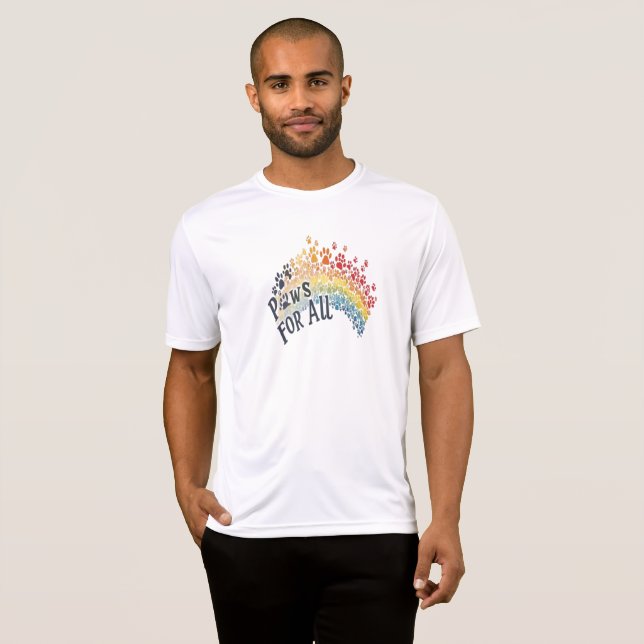Camiseta Paws for All – Rainbow Paw Print Unity  (Frente Completa)