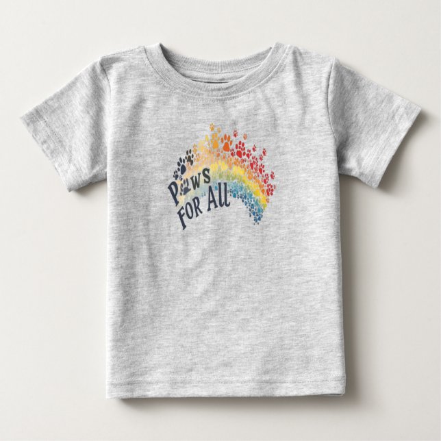 Camiseta Paws for All – Rainbow Paw Print Unity  (Frente)