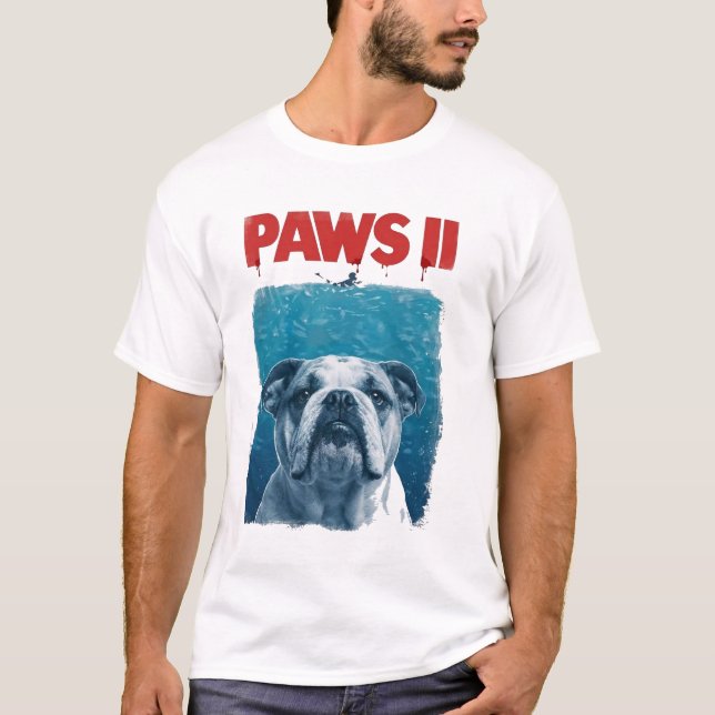 Camiseta PAWS Parody Shark Movie Dog | Funny Ocean Dog  (Frente)