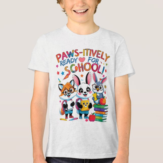Camiseta Paws-Prontos para a escola! (Frente)
