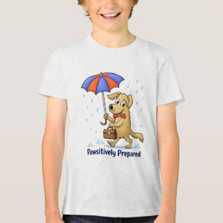 Camiseta Pawsitively Prepared – Cute Dog with Umbrella