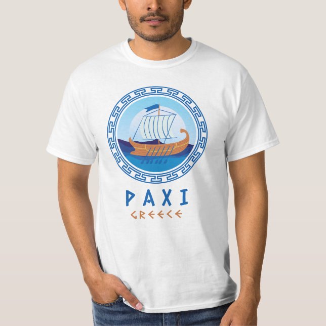 Camiseta Paxi, Grécia de Design de navio grego (Frente)