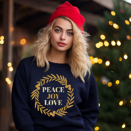 Camiseta Paz, Alegria, Amor Dourado Muro de Natal Moderno