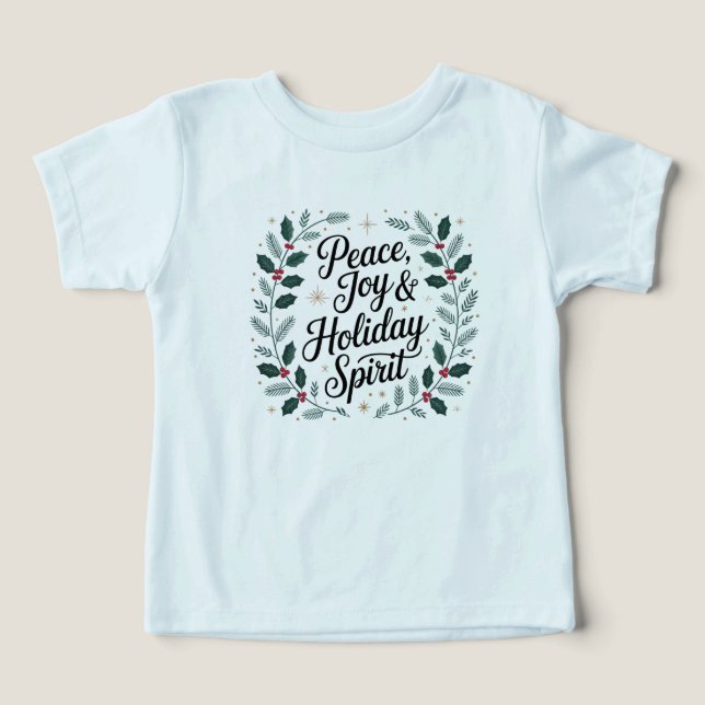 Camiseta Paz, Alegria e Espírito Natalino (Design frontal)