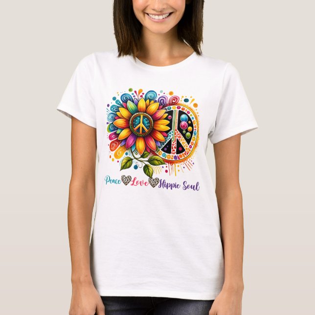 Camiseta Paz ama alma hippie (Frente)