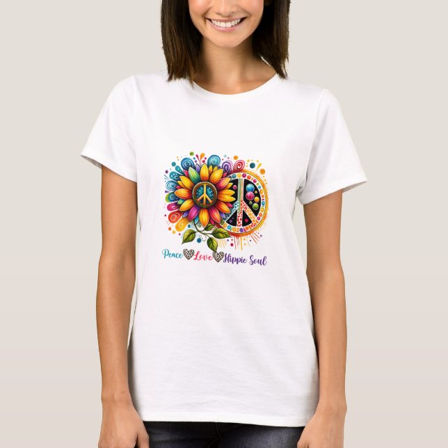 Camiseta Paz ama alma hippie (Frente)