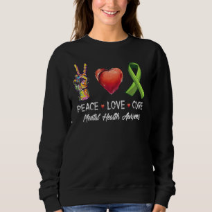 Camiseta Paz Ama Curto Saúde Mental Homens Mulheres