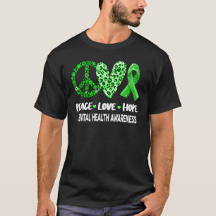 Camiseta Paz Ama Esperança Saúde Mental Consciência Verde