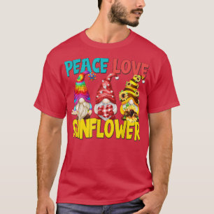 Camiseta Paz Ama Gnomos De Girassol Para Mulheres Engraçado