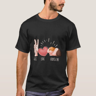 Camiseta Paz Ama Guiné Porco Engraçado Guiné Pigões