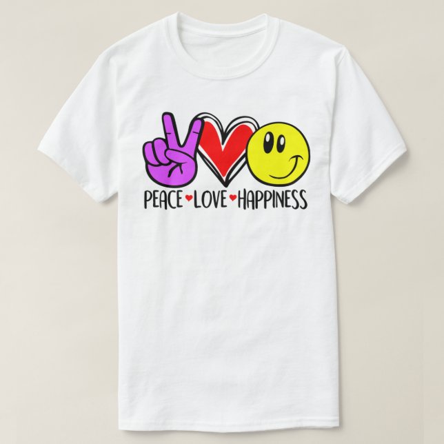 Camiseta Paz Ame Felicidade Positividade (Frente do Design)